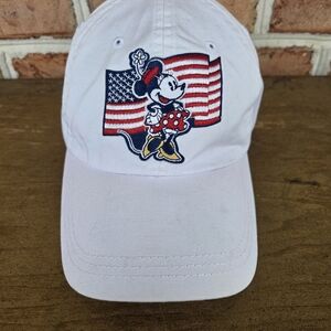 Disney White Minnie Mouse Baseball Cap with American Flag Embroidered Patch